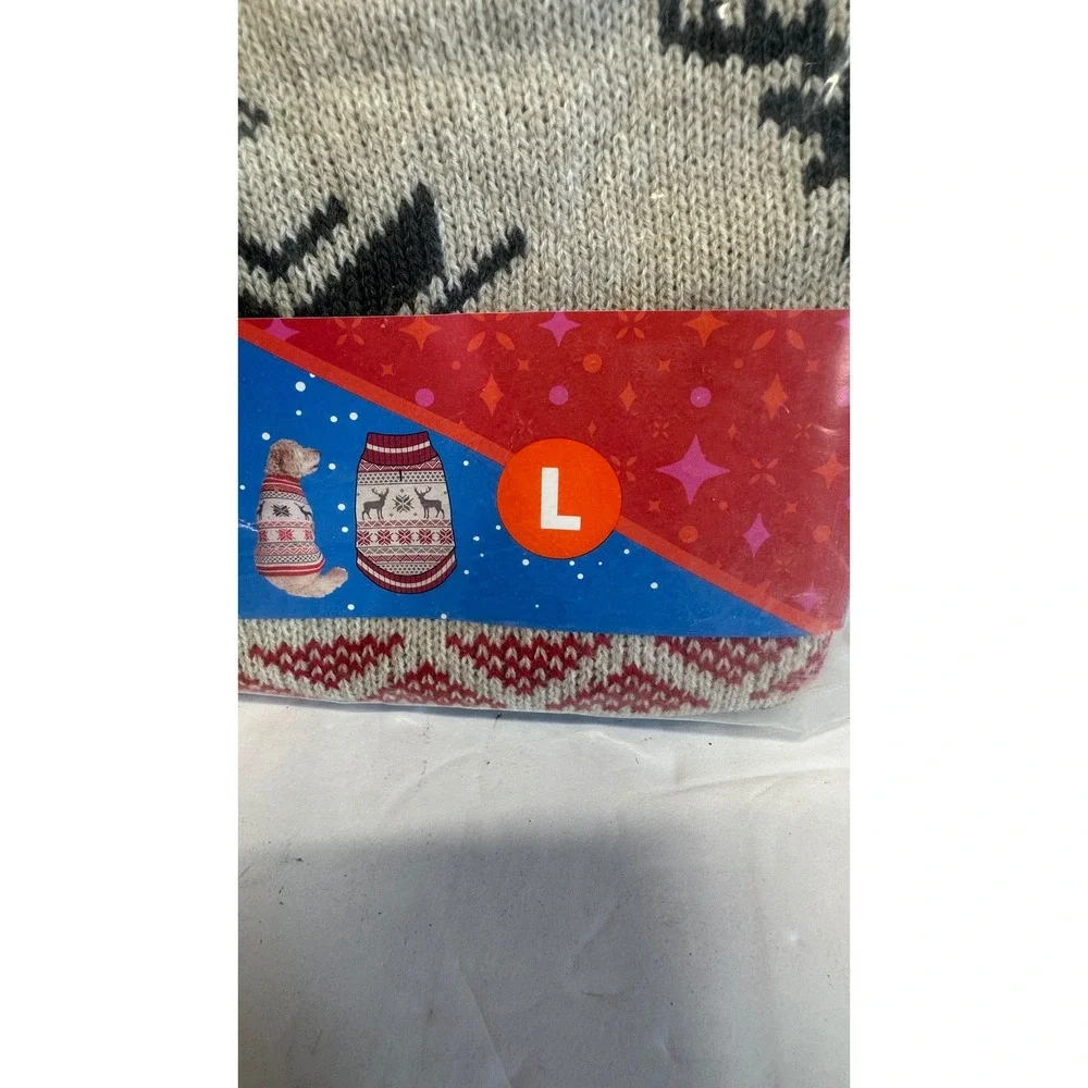Vibrant Life Holiday Sweater Dog Size L Red Oatmeal New Reindeer Fair Isle Knit